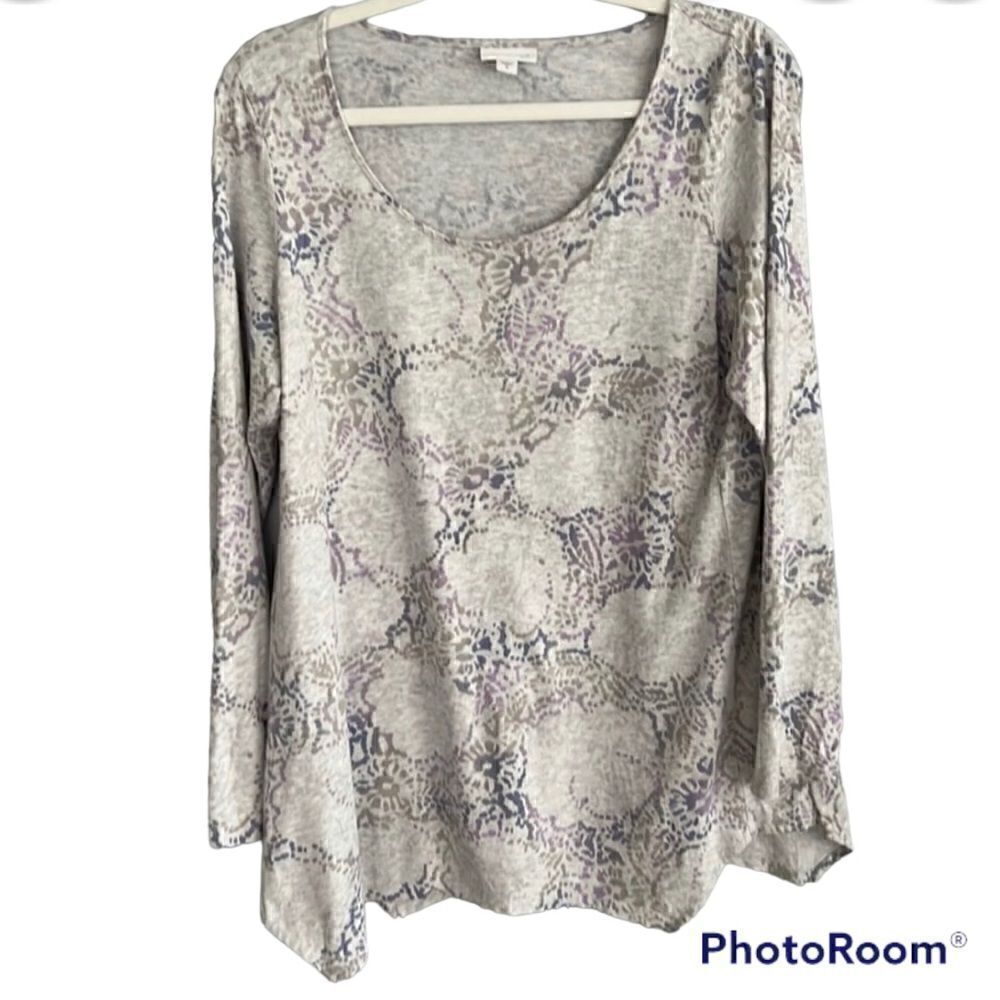 Pure Jill women’s M modal cotton blend floral pop over tunic blouse summ…